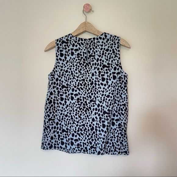 NWT Theory Straight Shell Top Slate Blue Multi Print Silk - Picture 3 of 5